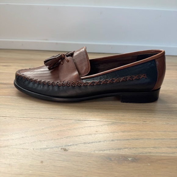 Cole Haan Brown and Black Leather Stitched Tassel Loafers Size 7 - Picture 8 of 12